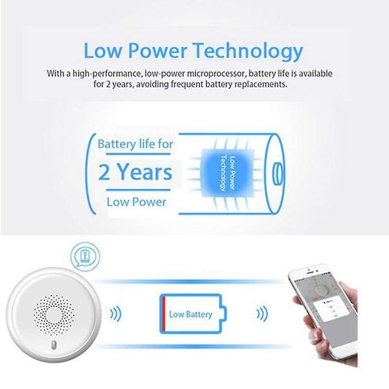 Tuya Smart Zigbee Home Smoke Detector Wireless Smoke Detector Used in Conjunction with Smart Life Ap
