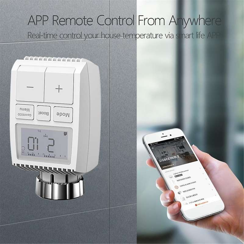 Tuya Smart ZigBee Radiator Actuator TRV Programmable Thermostatic Radiator Valve App Remote Tempera