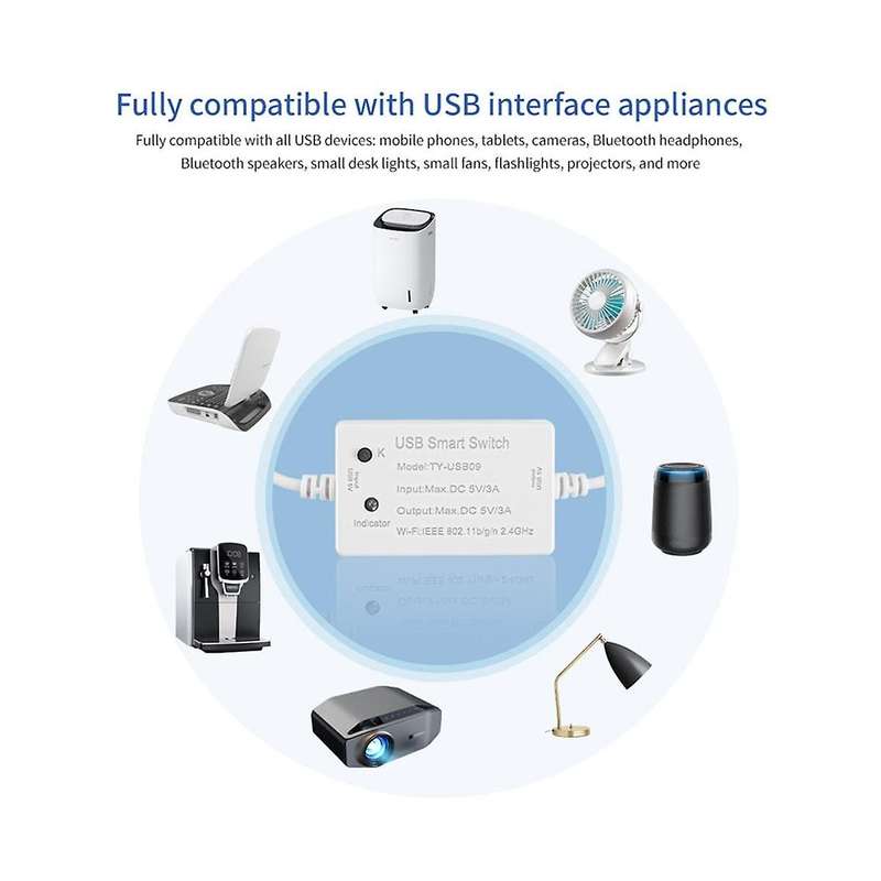 Tuya USB Smart Switch WIFI Controller Universal Breaker Timer Smart Life for USB Appliances for Alex