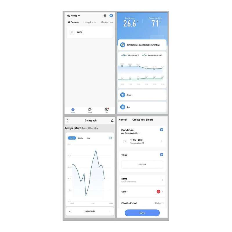Tuya Temperature and Humidity Sensor with Backlight for Smart Home Var WiFi SmartLife for Alexa Goog