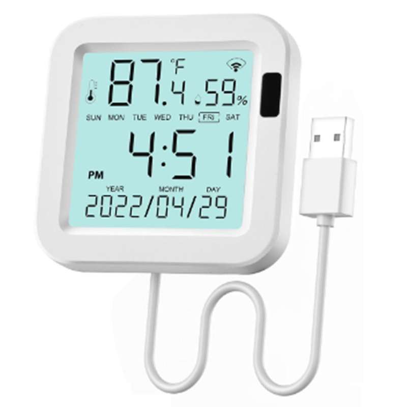 Tuya Temperature and Humidity Sensor with Backlight for Smart Home Var WiFi SmartLife for Alexa Goog