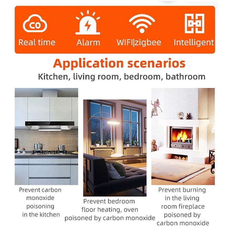 Tuya WiFi Carbon Monoxide CO Alarm Detector Support Remote APP Control Alarm Function