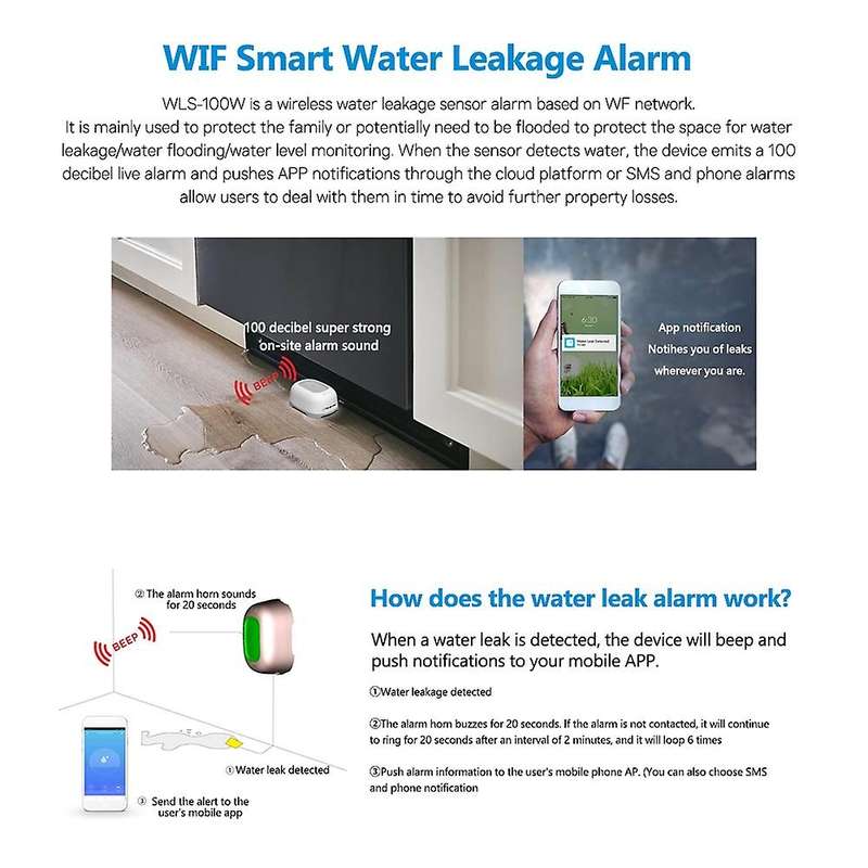 Tuya WiFi Intelligent Water Level Alarm Tool Water Leak Sensors Water Level Monitor Remote Monitorin