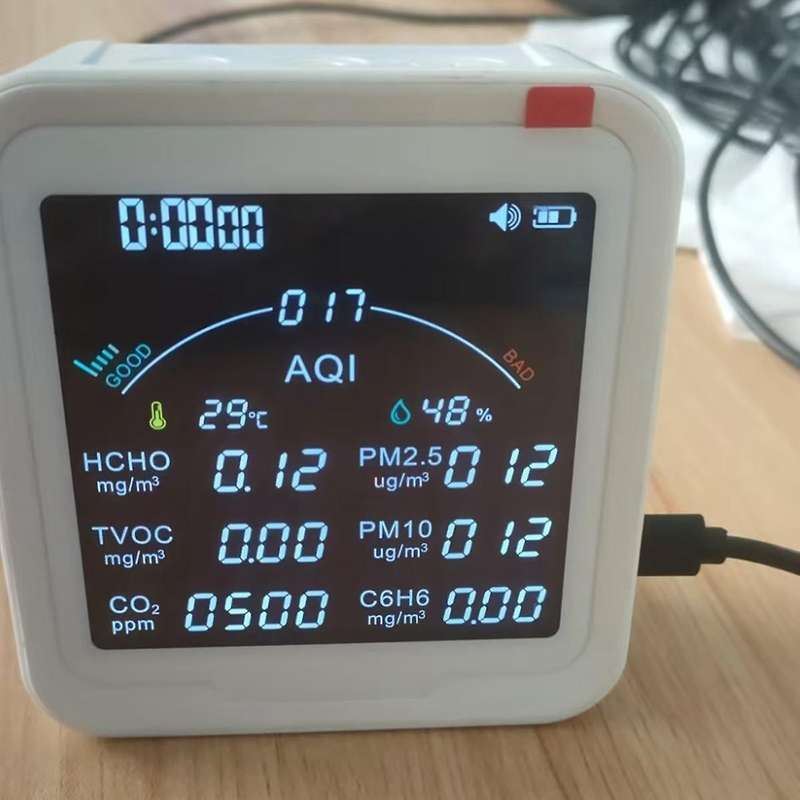 Tuya Wifi Co2 Hcho H6c6 Tvoc Pm2.5 Pm10 Meter Thermometer Hygrometer Clock Alarm Air Pollution Monit
