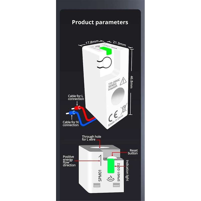 Tuya WiFi MiNi Energy Meter Electric Monitor Sensor Real-Time Measure Support Tuya App Smart Life Ap