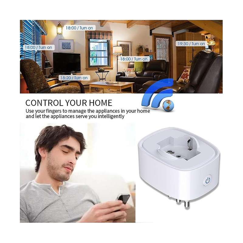 Tuya WiFi Smart Plug Socket 16A Power Monitor Timing Function Smart Life APP Control Outlet for Alex