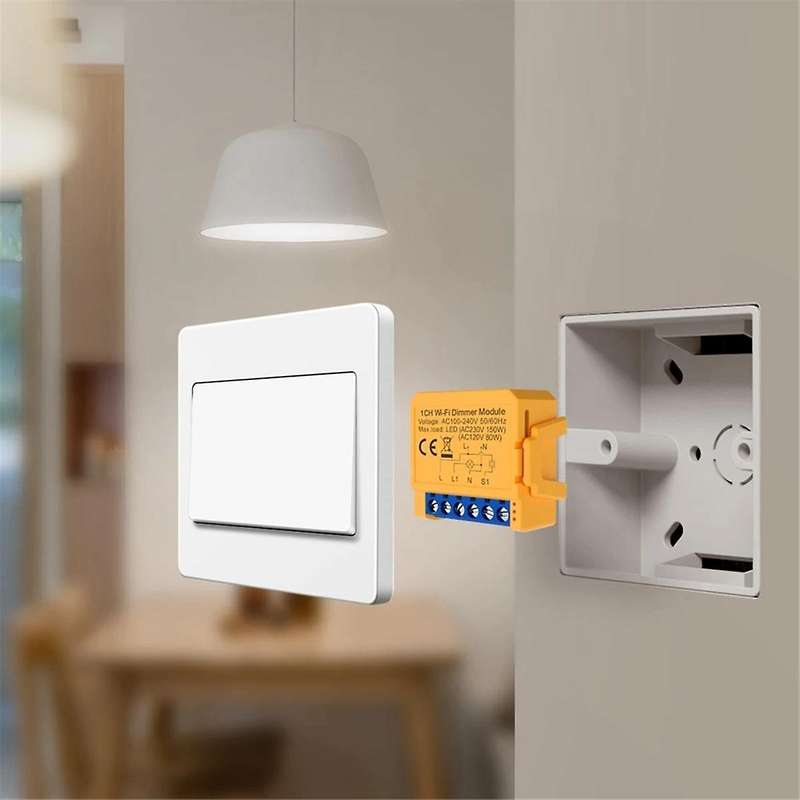 Tuya WiFi Smart Dimmer Switch Module 1CH Control LED Lights Dimmable Switch Stepless Dimming+Voice C