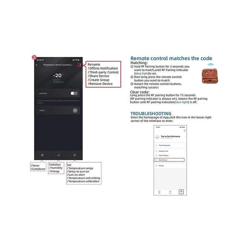 Tuya WiFi Smart Temperature Switch+RF Remote 16A 3000W Energy Consumption Monitoring Thermostat for
