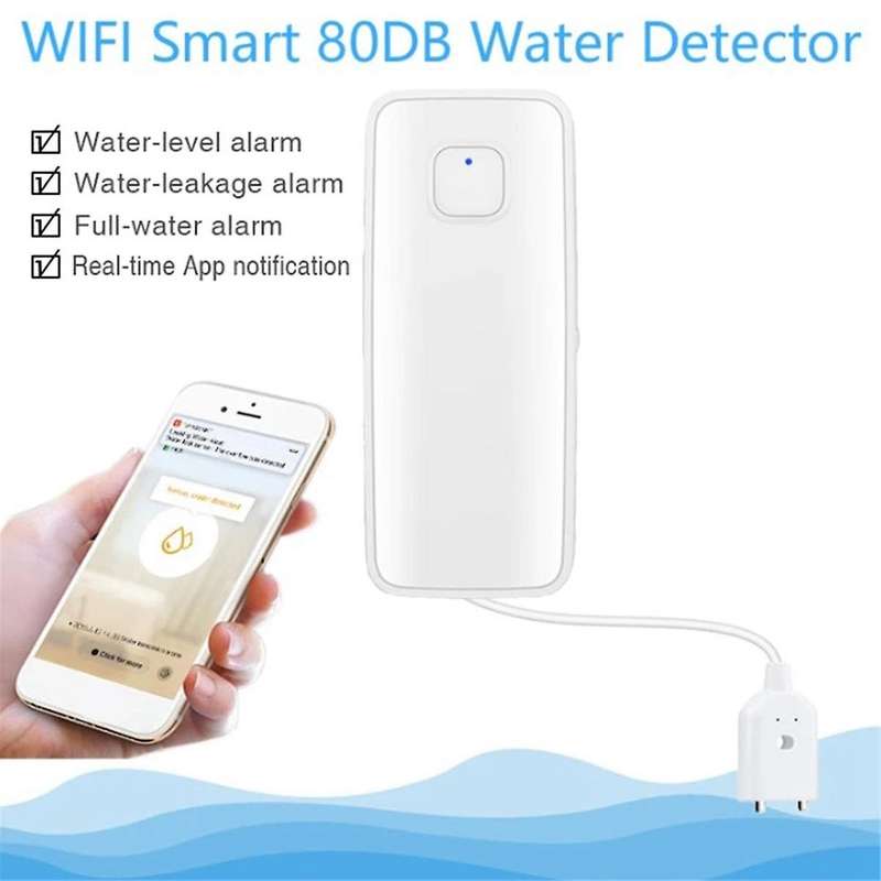 Tuya WiFi Smart Water Leak Sensor Water Overflow Level Detector Security Sound Alarm System Flood Le