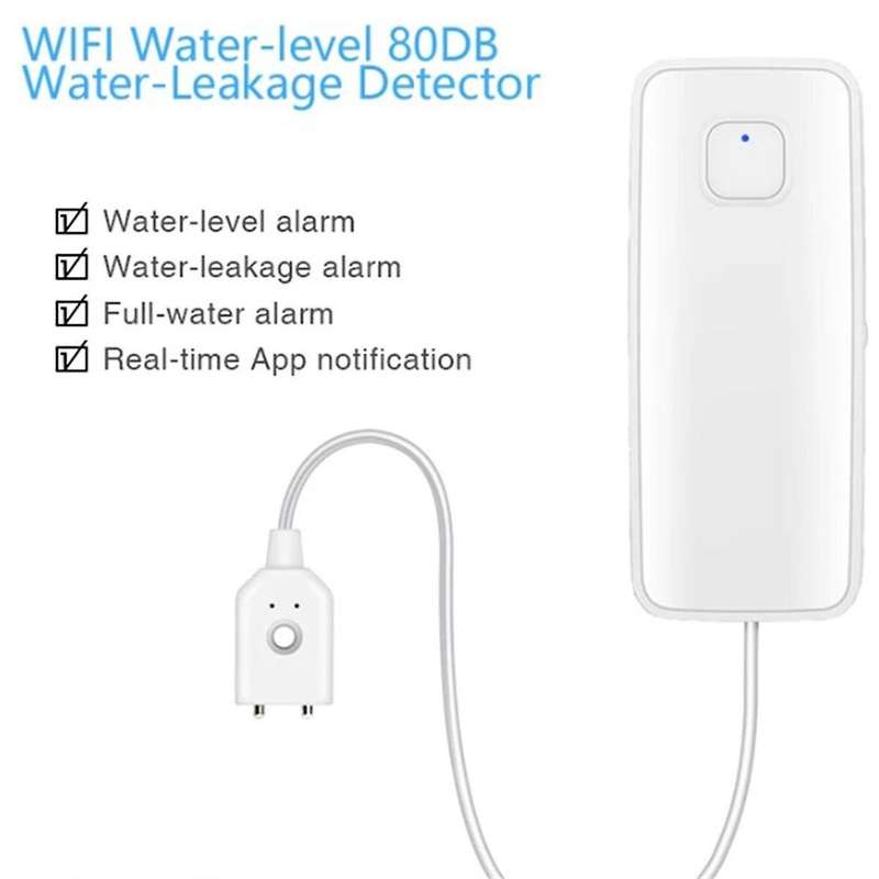 Tuya WiFi Smart Water Leak Sensor Water Overflow Level Detector Security Sound Alarm System Flood Le