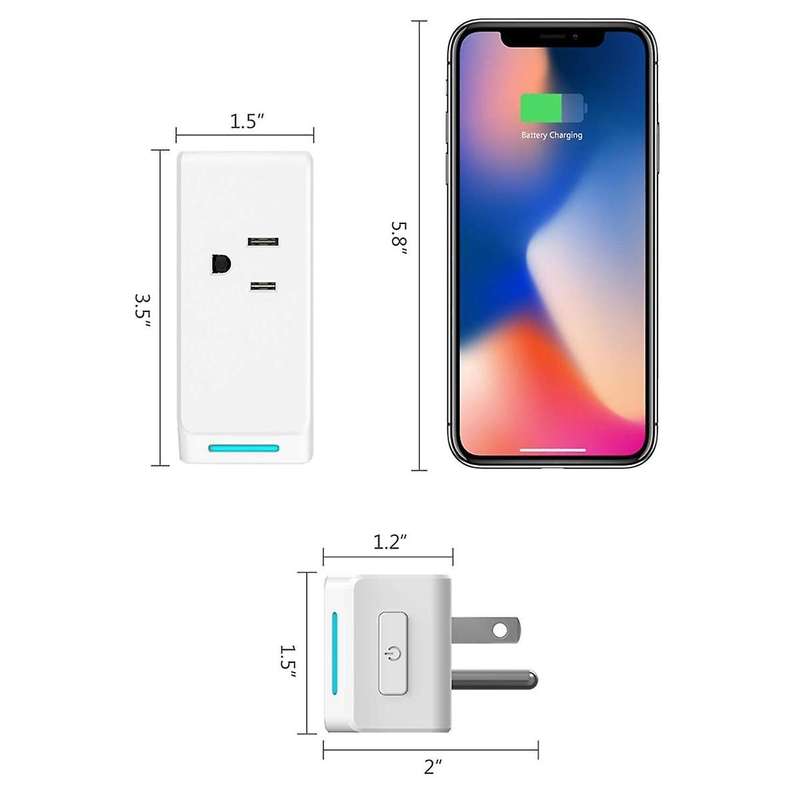 Tuya WiFi Smart Socket Appliances Timing Function with 2 USB Ports APP Work for Alexa Google Home Vo