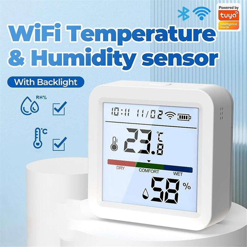 Tuya WiFi Temperature Humidity Sensor Smart Life Backlight Hygrometer Thermometer Sensor Support for