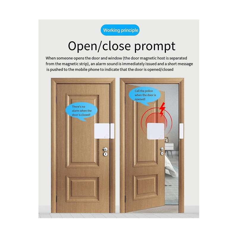 Tuya Wifi Wireless Smart Door Window Sensor System Cell Phone Monitoring Safe Burglar Alarm for Home