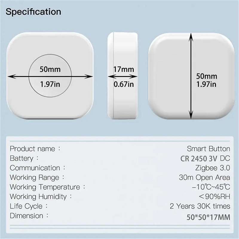 Tuya Zigbee Button Smart Scene Switch Intelligent Linkage Wireless Switch Automation Work with Smart