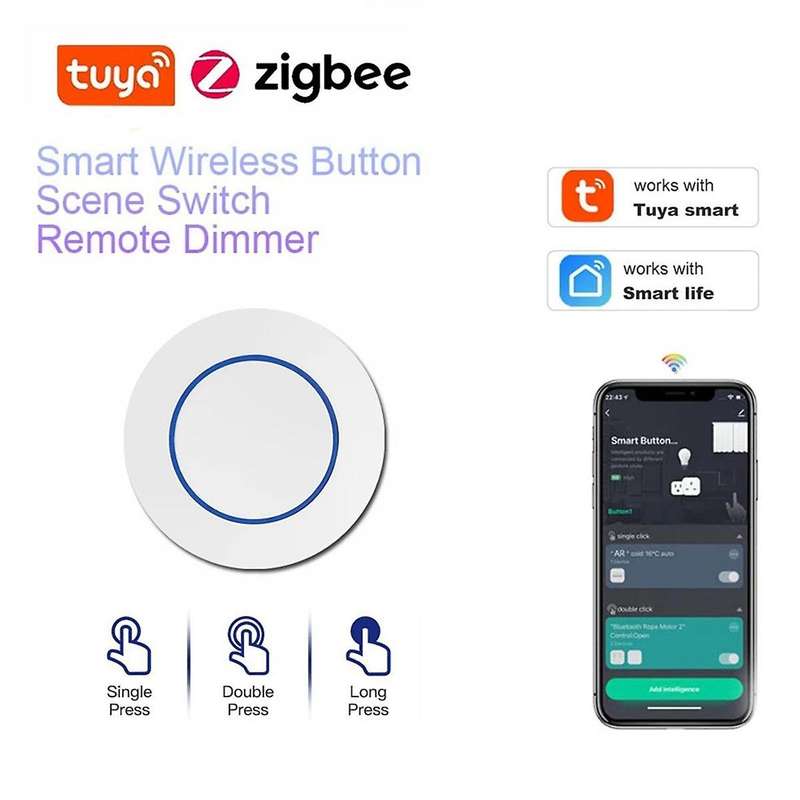 Tuya Zigbee Button Wireless Smart Scene Switch Intelligent Linkage Switch Automation Work with Smart