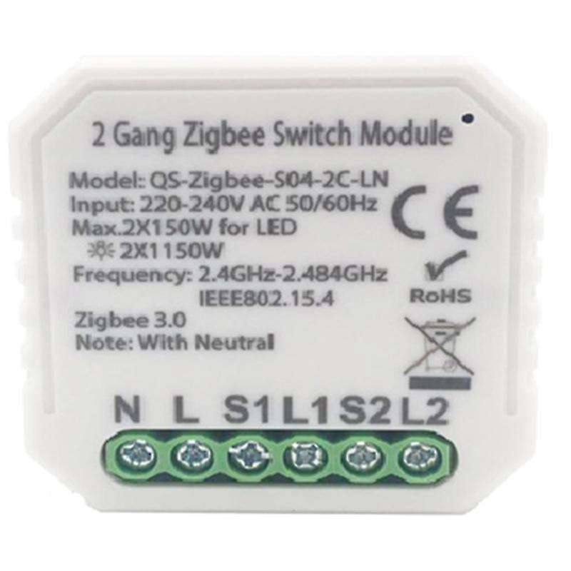 Tuya Zigbee 3.0 Smart Switch Module with Neutral Eu 220V 2 Way Wireless Light Switch Compatible Alex