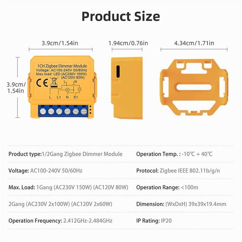 Tuya Zigbee Smart Dimmers Switch Module 1CH Control LED Lights Dimmable Switch Stepless Dimming+Voic