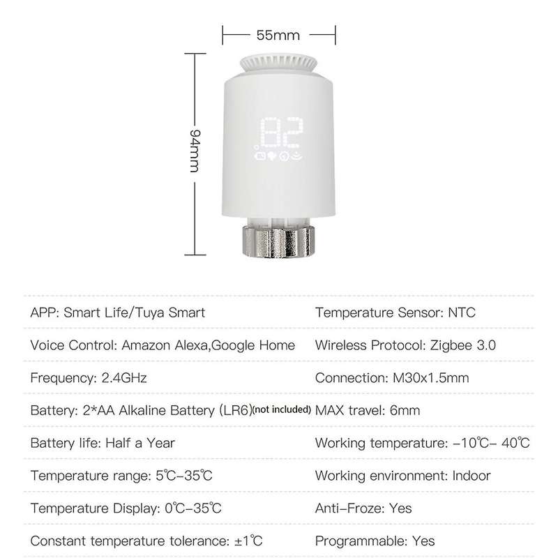 Tuya Zigbee Thermostat Radiator Actuator,smart Trv Thermostatic Valve Temperature Controller for Ale
