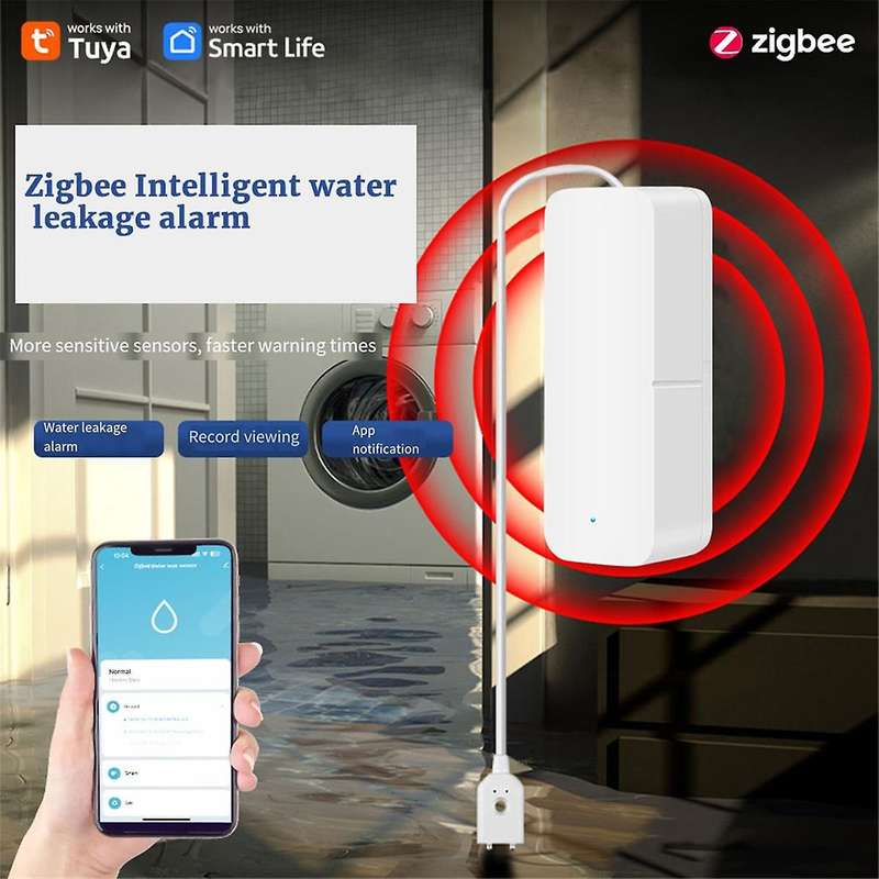Tuya ZigBee Water Level Sensor Leakage Alarm Flood Leak Detector Smart Home Water Alert Overflow Ala