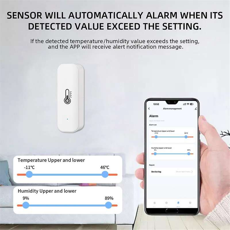 Tuya ZigBee Temperature Humidity Sensor Smart Home Temperature Sensors Works with Alexa Google Assis