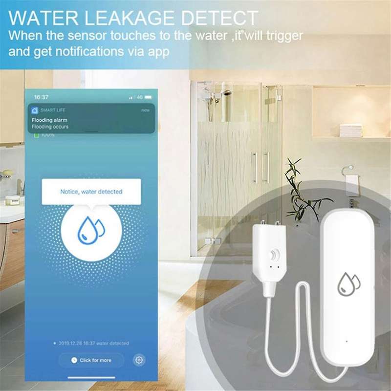 Tuya Zigbee Water Sensor Alarm Water Leak Detector Flood Alert Overflow Security Alarm System Works