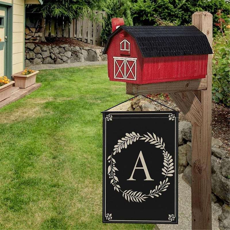 Type C Garden Flag Double Sided Outdoor Wreath Letters Black Garden Flag Decoration