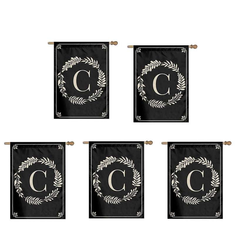 Type C Garden Flag Double Sided Outdoor Wreath Letters Black Garden Flag Decoration