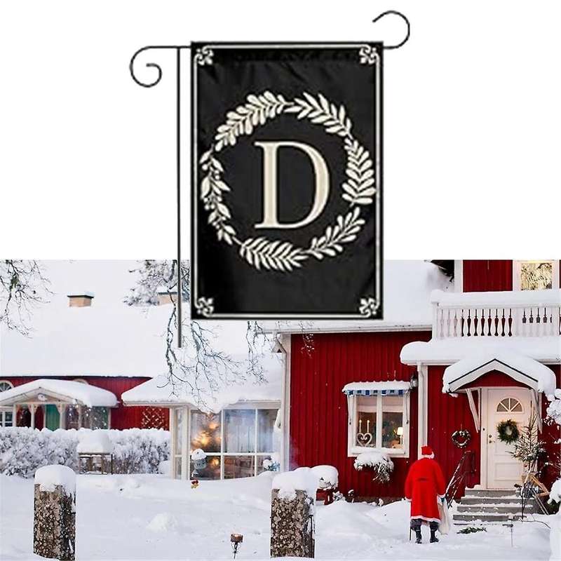 Type C Garden Flag Double Sided Outdoor Wreath Letters Black Garden Flag Decoration