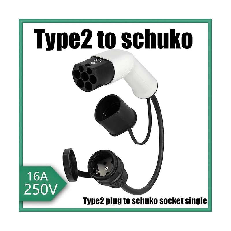 Type2 to Schuko 16a Electrical Car Type 2 Charging Side Plug to Schuko Socket Ev Charging Adapter C