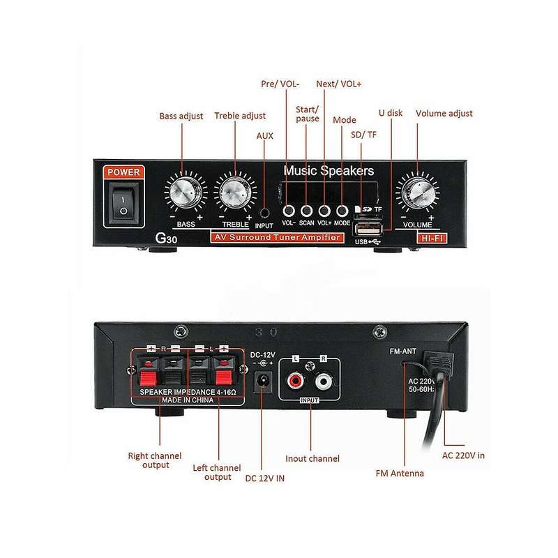 U.s. Regulations G30 Digital Power Amplifier 800w Power Audio Amplifier General Car Supplies Us Plug