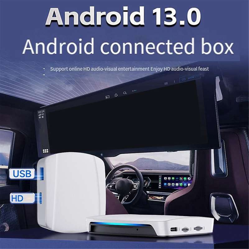 UHD TV Box Android 13.0 Qualcomm 8-Core Wireless CarPlay & Android Auto Adapter Support 4K HD Video