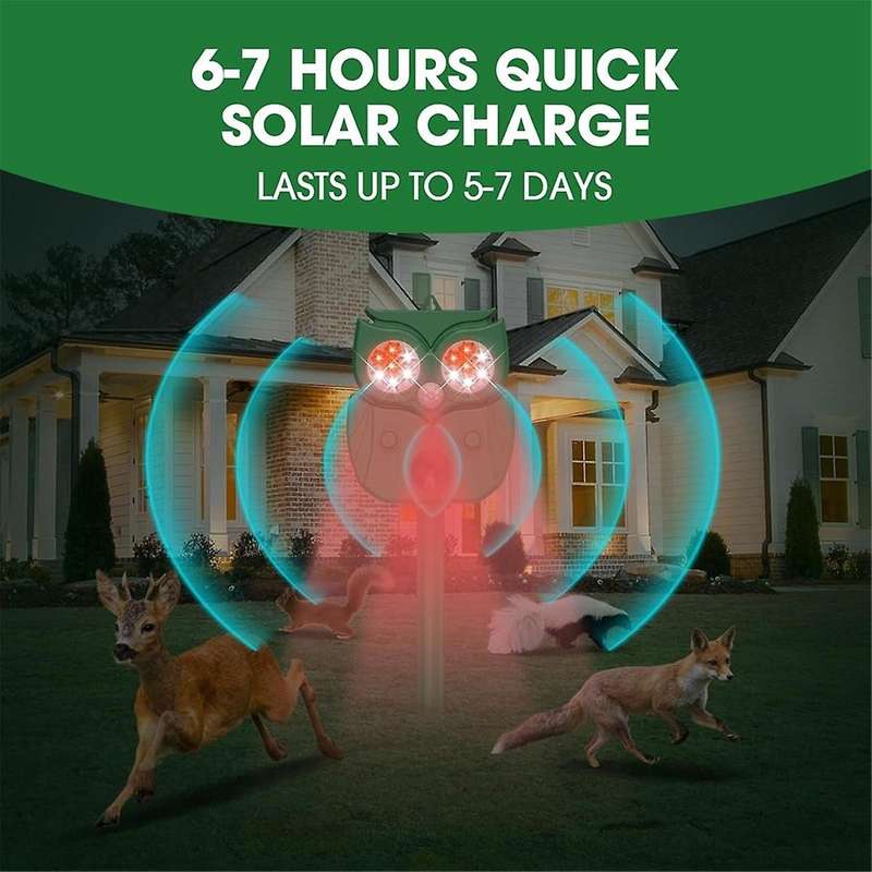 Ultrasonic Animal Repeller,Motion Detection LED Flash Light,Solar Animal Repellent for Dog Fox Rabb
