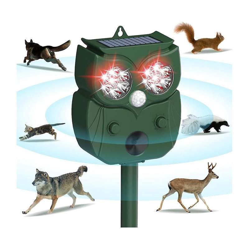 Ultrasonic Animal Repeller,Motion Detection LED Flash Light,Solar Animal Repellent for Dog Fox Rabb