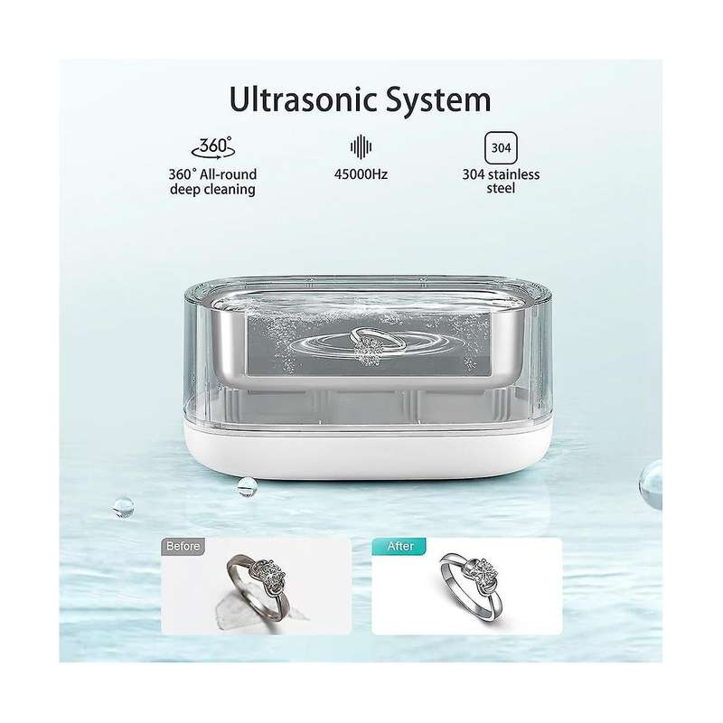Ultrasonic Cleaner, 500ml Jewellery Cleaner 45000hz, 10 Digital Timer, for Cleaning Jewellery Rings