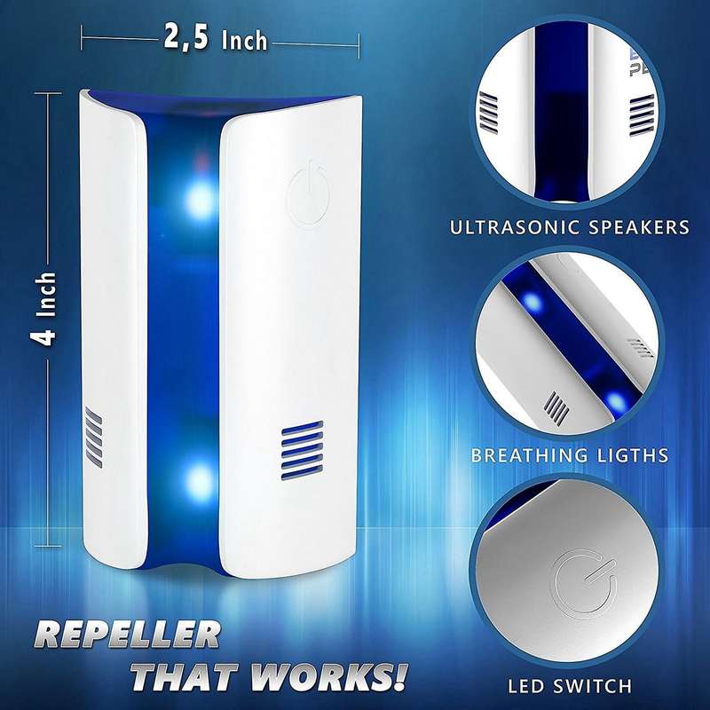 Ultrasonic Electromagnetic Repellent Control, Plug Indoor and Outdoor Repeller, Mosquito, Ant, ,