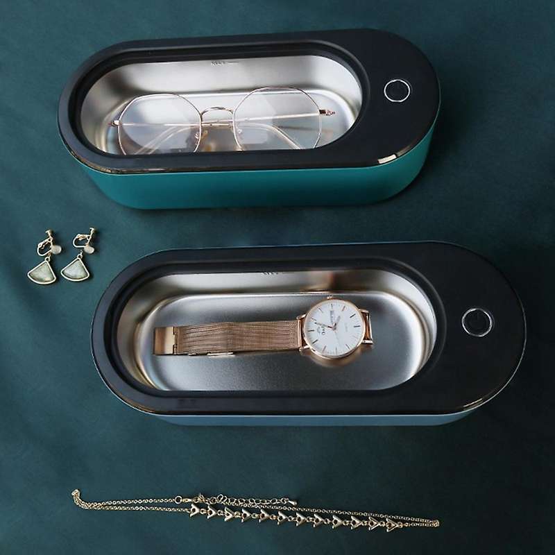 Ultrasonic Jewelry Cleaner Machine 46Khz 360Ml with Timer Portable for Eyeglasses Watch Silver Jewel