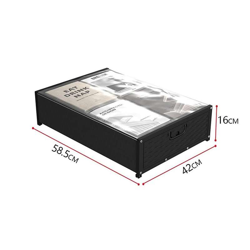 Under Bed Storage with Wheels, Plastic Underbed Bins with Sturdy Metal Tubes Rolling Under Bed Drawe