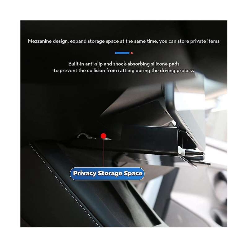 Under Screen Storage Organizer Box for Model Y 2021-2023 Accessories Key Card Gadget Storage Space