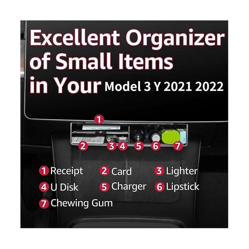 Under Screen Storage Organizer Box for Model Y 2021-2023 Accessories Key Card Gadget Storage Space