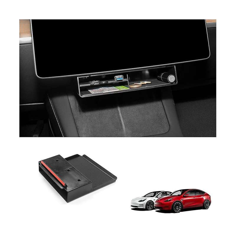 Under Screen Storage Organizer Box for Model Y 2021-2023 Accessories Key Card Gadget Storage Space