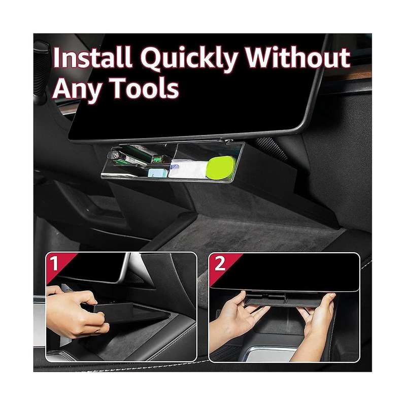 Under Screen Storage Organizer Box for Model Y 2021-2023 Accessories Key Card Gadget Storage Space