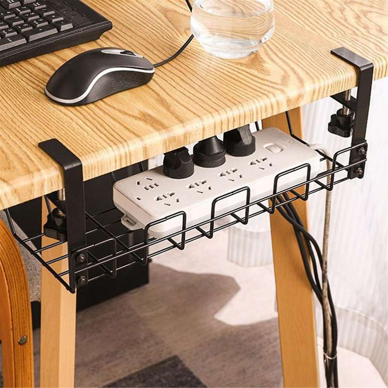 Under Table Storage Rack Metal Management Tray Home Office Desk Wire Organizer No Punching Kitchen S