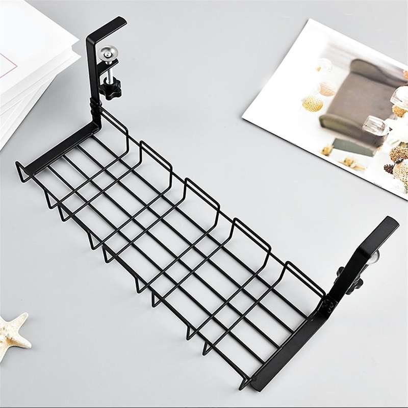 Under Table Storage Rack Metal Management Tray Home Office Desk Wire Organizer No Punching Kitchen S