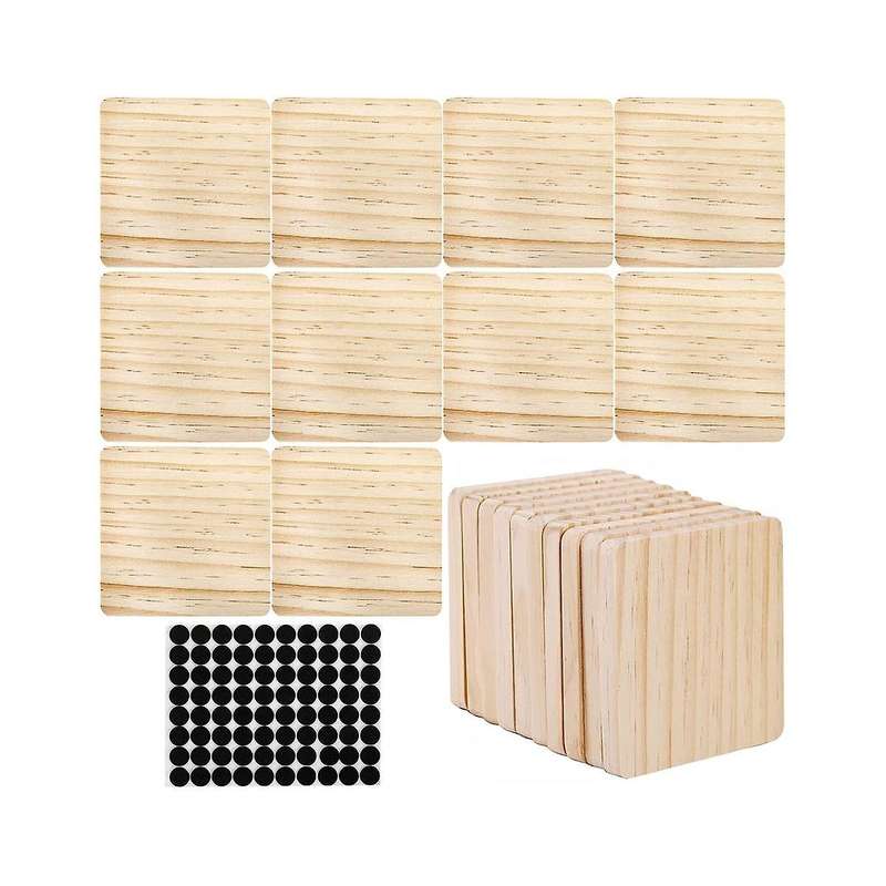 Unfinished Wood Coasters 4 Inch Square Blank Wooden Coasters Crafts Diy Stained Painting Wood Engrav