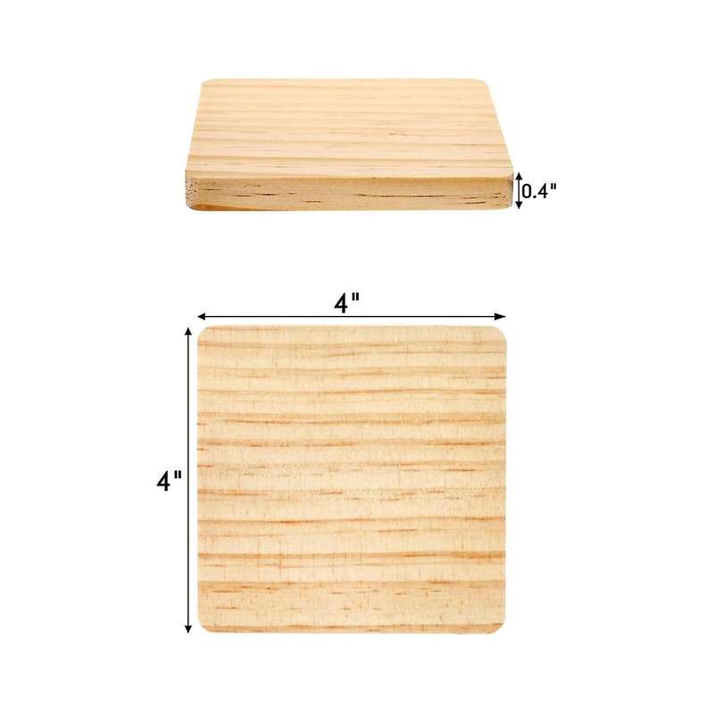 Unfinished Wood Coasters 4 Inch Square Blank Wooden Coasters Crafts Diy Stained Painting Wood Engrav