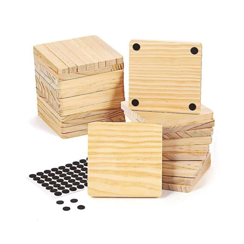 Unfinished Wood Coasters 4 Inch Square Blank Wooden Coasters Crafts Diy Stained Painting Wood Engrav