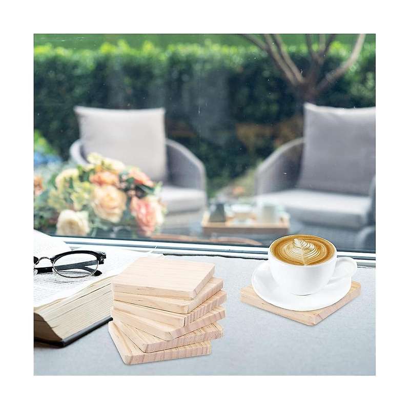 Unfinished Wood Coasters 4 Inch Square Blank Wooden Coasters Crafts Diy Stained Painting Wood Engrav