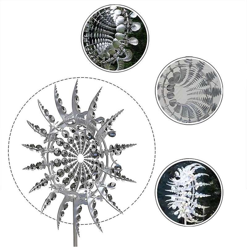 Unique and Magical Metal Windmill-Kinetic Metal Wind Spinners with Metal Garden Stake, Outdoor Garde