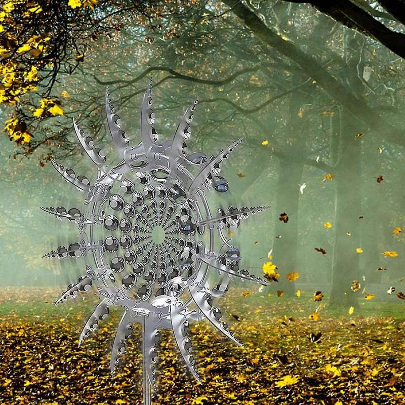 Unique and Magical Metal Windmill-Kinetic Metal Wind Spinners with Metal Garden Stake, Outdoor Garde