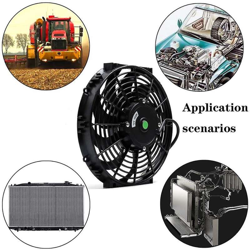 Universal 10 Inch Black Slim Fan Push Pull Electric Radiator Cooling 12V 80W Mount Kit